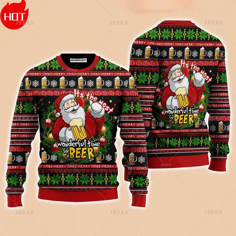 3D Merry Christmas Printed Sweatshirts Happy Beers Time Graphic Ugly Christmas Sweaters Fashion New In Sweaters Mens Clothing