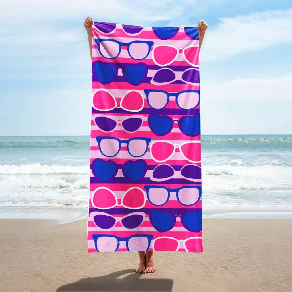 Colorful Vertical Striped Print Polyester Beach Towel Rainbow Quick Dry Bath Towel for Summer Swim Pool Vacation Sand Free