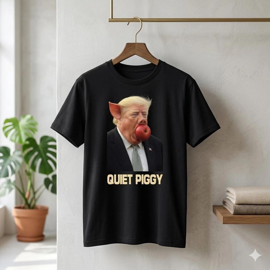 Unisex Adult Funny Graphic Quiet Piggy Trump Fny Political Graphic ... L
