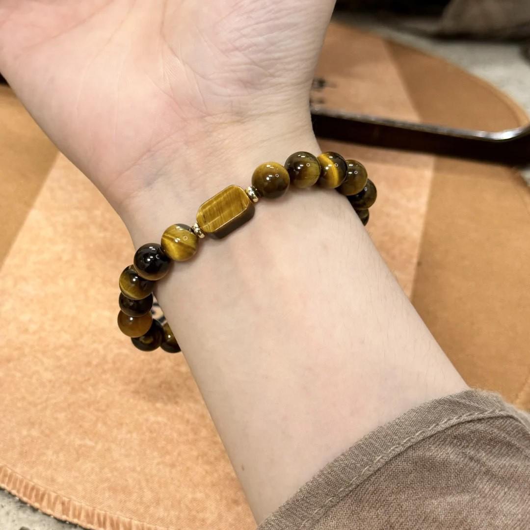 Natural Tiger Eye Stone Square Bracelet for Men & Women - Unique High-End Accessory
