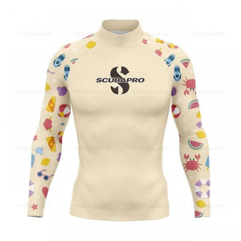 SCUBA Surfing Suit UPF50 Sunscreen Beach Swimsuit Diving Jellyfish Long-sleeved Split Top