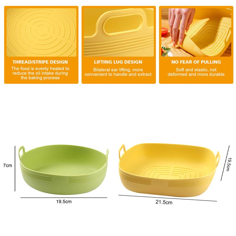 Reusable Air Fryers Oven Baking Tray Air Fryer Silicone Grill Pan Pizza Plate Basket Mat Airfryer Pot Replacemen Liner Accessory