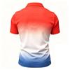 Unisex Casual Short Sleeve Polo Shirt France Print Loose Fit Breathable Lightweight Button Collar Top for Everyday Wear