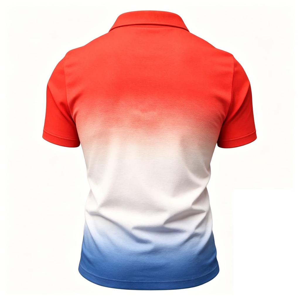 Unisex Casual Short Sleeve Polo Shirt France Print Loose Fit Breathable Lightweight Button Collar Top for Everyday Wear