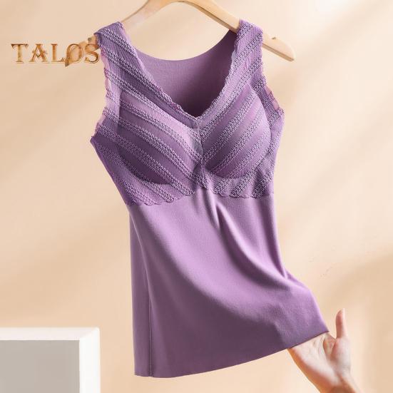 Zimní dámská zateplená vesta s hrudními vycpávkami Bezešvé sametové rychlé zamykání teploty Výstřih do V Slim Fit Elastické vnitřní nošení bez rukávů Spodní část tílka