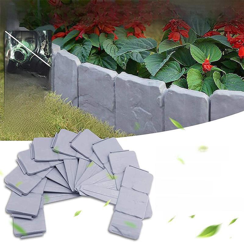 Składane Plastikowe Ogrodzenie Ogrodowe Imitujące Kamień - Dekoracja Krajobrazu DIY