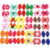 Sött set med husdjursrosetter Små hundar Pälsvårdsaccessoarer Gummiband Valp Katt Huvudbonad Tryckt Rosett Handgjort Hårband för Hund Grossist