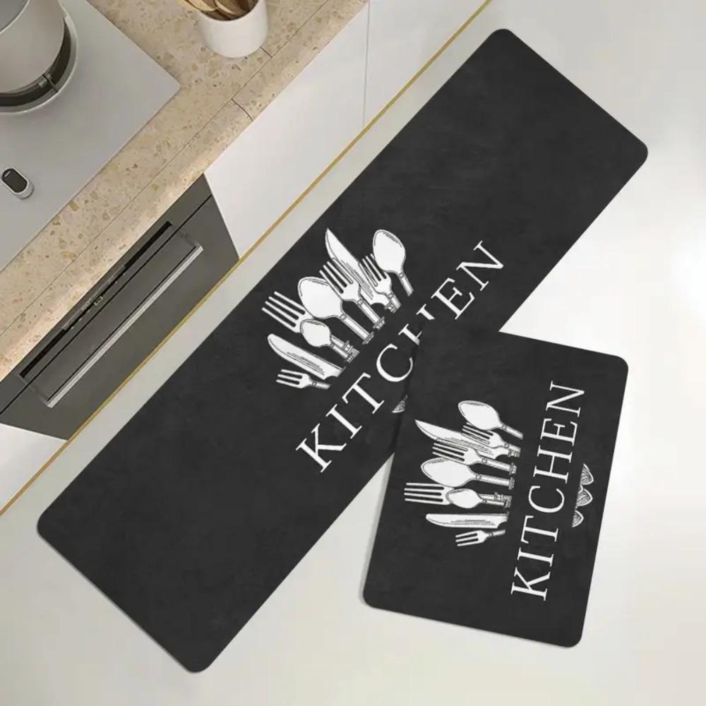 Tableware Pattern Kitchen Runner Rug Non-slip Doormat Kitchen Carpet Floor Mat  Entrance