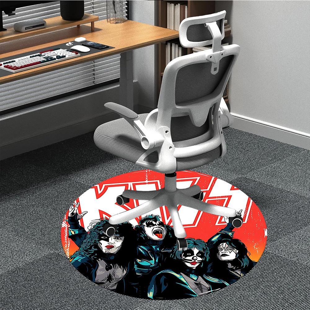 1pc KISS Band Office Round Area Rug, Under Office Chairs Bedroom Living Room Home Decor a0926069