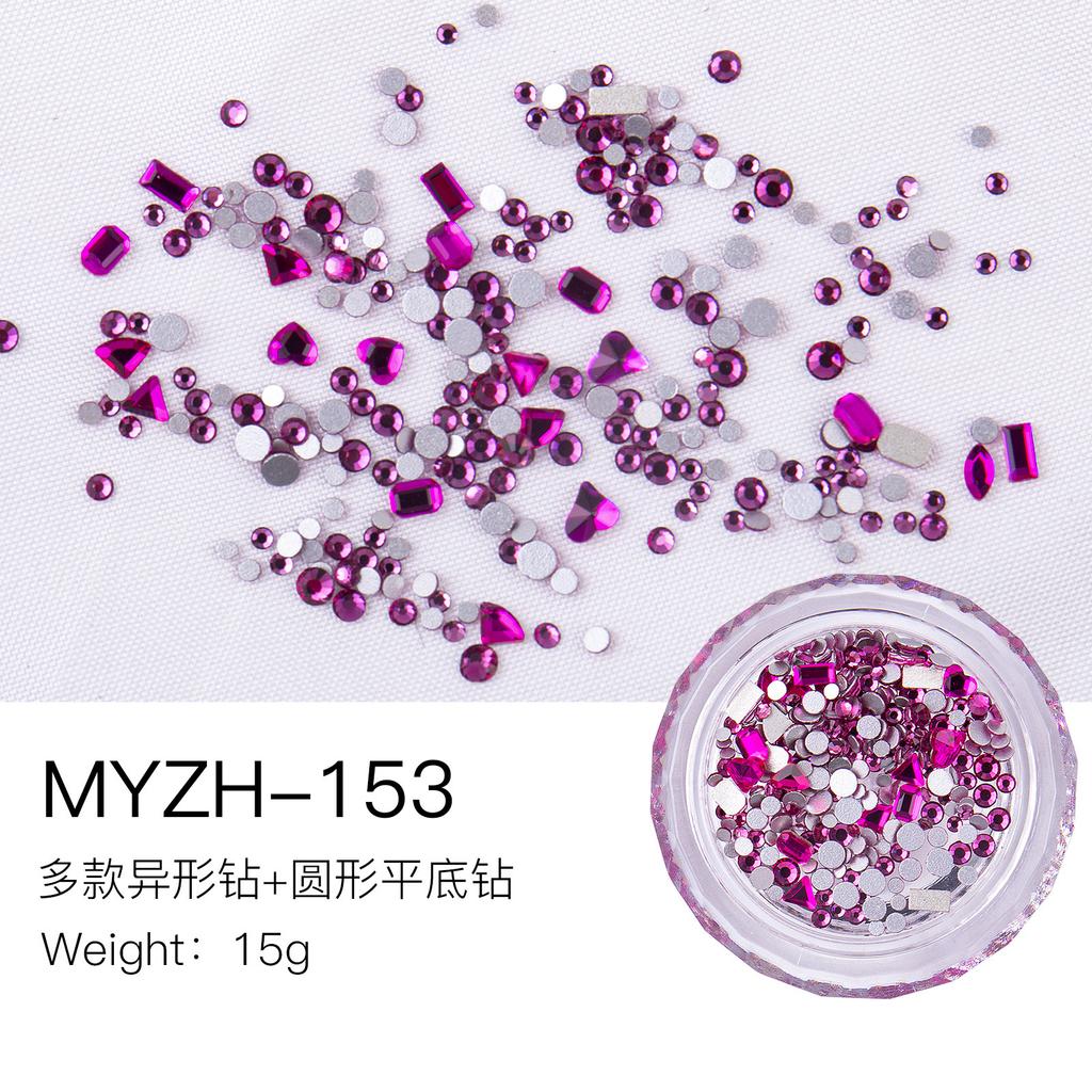 Mini Small Nail Art Mixed Warm Elf Aurora Flat Bottom Special-Shaped Diamond Diy Round Box