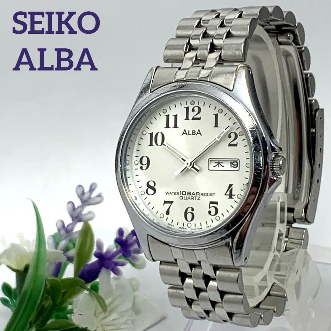 638 Рабочий элемент Батарея заменена SEIKO ALBA SEIKO ALBA WATER 10BAR Мужские часы Кварцевые 3 стрелки Календарь День недели Дата Популярные Редкие V733-7A70