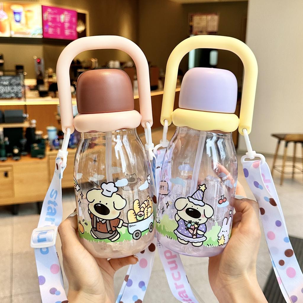 Water bottle summer cartoon children cute cute fun plastic cup high value girls outdoor large capacity sports portable straw cup