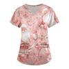 Women's Printing Uniform Work Uniform V-neck Pockets Basic Short Sleeve Pullover Top