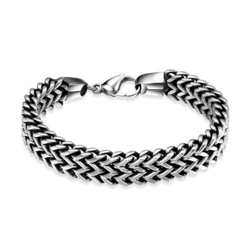 Braccialetti Bracciale Doppio Spinato in Acciaio al Titanio Argento