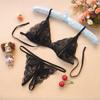 Sex Panties Sexy Three-point Lace Temptation Perspective Bikini Women's Open Panties Sex Underwear Set Free