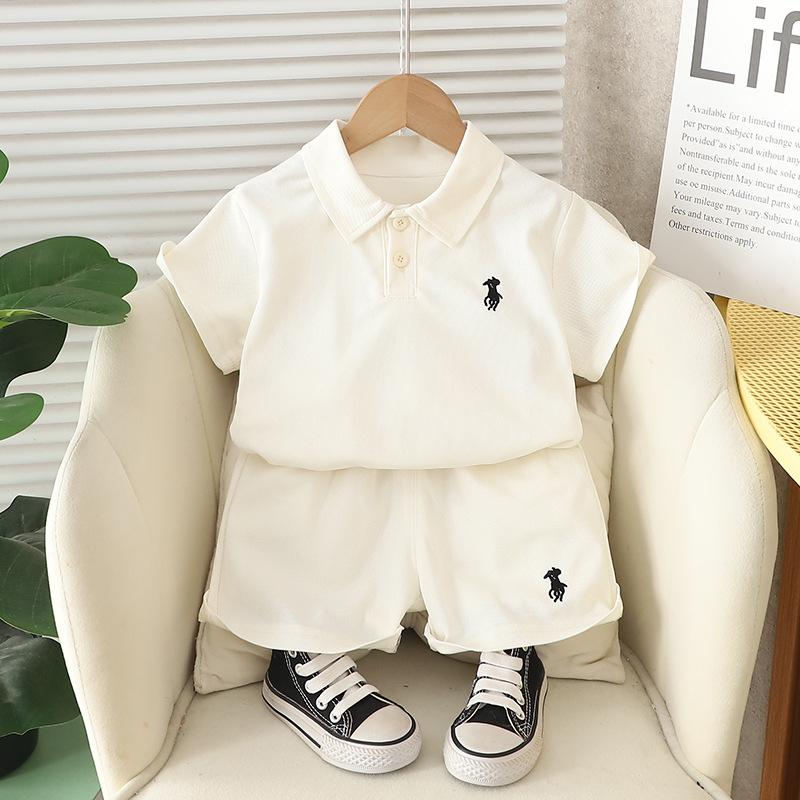 Children's Set Summer Children's Wear Boys' Summer Polo Shirt Thorn Sports Embroidery Set T-shirt+Shorts Two Piece Set