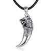 S925 Sterling Silver Personalized Wolf Tooth Pendant Necklace - Unisex Retro Design