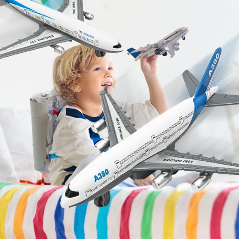 1/2Pcs Inertia Airplane Airliner Toys Children Simulation Alloy Pull Back Airplane Toy Model Boys Gift Desktop Ornament