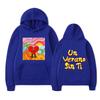 Unisex Black Hoodie Heart Character Tropical Sunset Double Sided Graphic Pullover Sweatshirt Streetwear