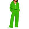 Completo Casual da Donna a Due Pezzi con Cardigan con Zip e Cappuccio e Pantaloni a Gamba Larga