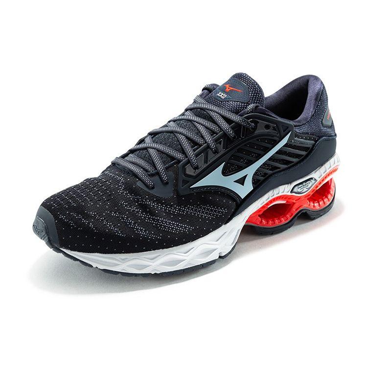 Mizuno Creation Bequemes Gewebe Synthetisches Leder Rutschfest Abriebfest Atmungsaktiv Low-Top Laufschuhe Herren Sneaker Schwarz Blau Rot J1GC210120