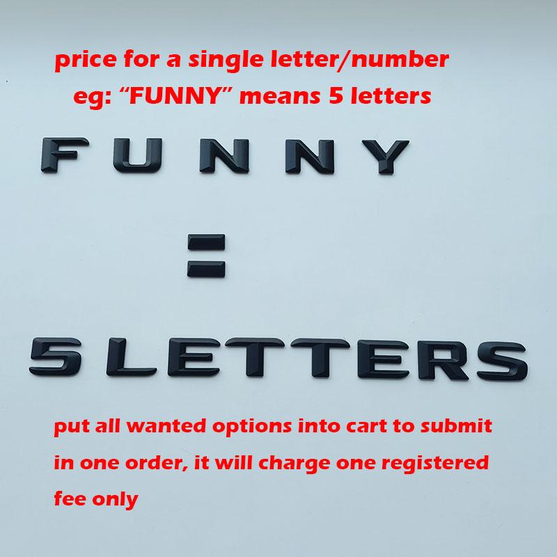 2.3cm DIY Alphabet 3D Sharp Letters Numbers Heart Dot ABS Emblem Car Trunk Nameplate Logo Sticker for Any Cars (Price for 1pc)