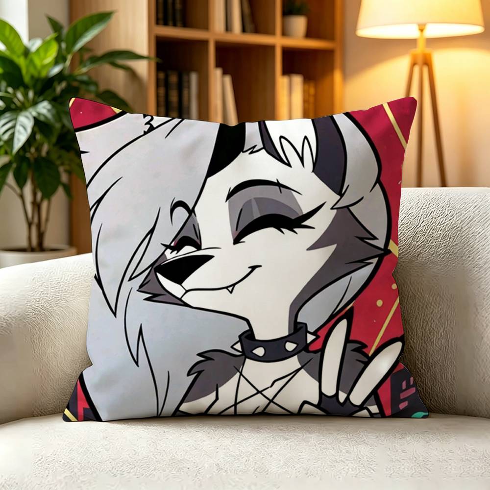 HHelluva Boss Loona Hellhound Teen Demon Pillow Case Square DoubleSided Sofa Cushion Cover Bedroom Bedside Pillow