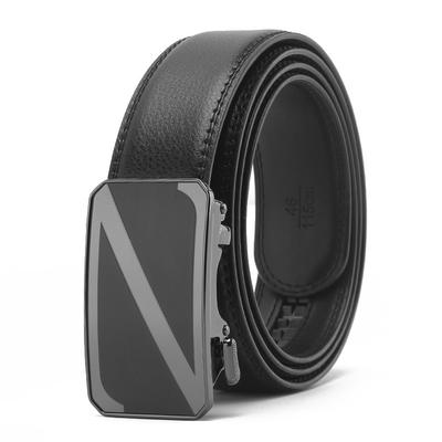 Wear Automatic Buckle Opening Two Layer Cowhide Belt for Business and Casual Men's Trendy Belt