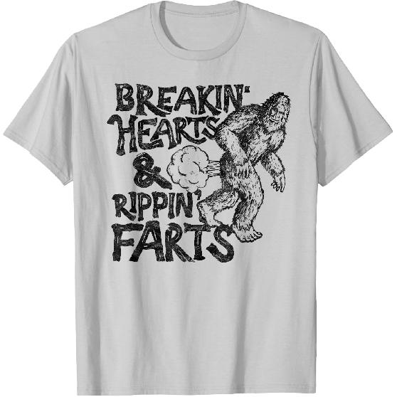 Breaking Hearts Ripping Farts! Funny Bigfoot Sasquatch Gas T-Shirt