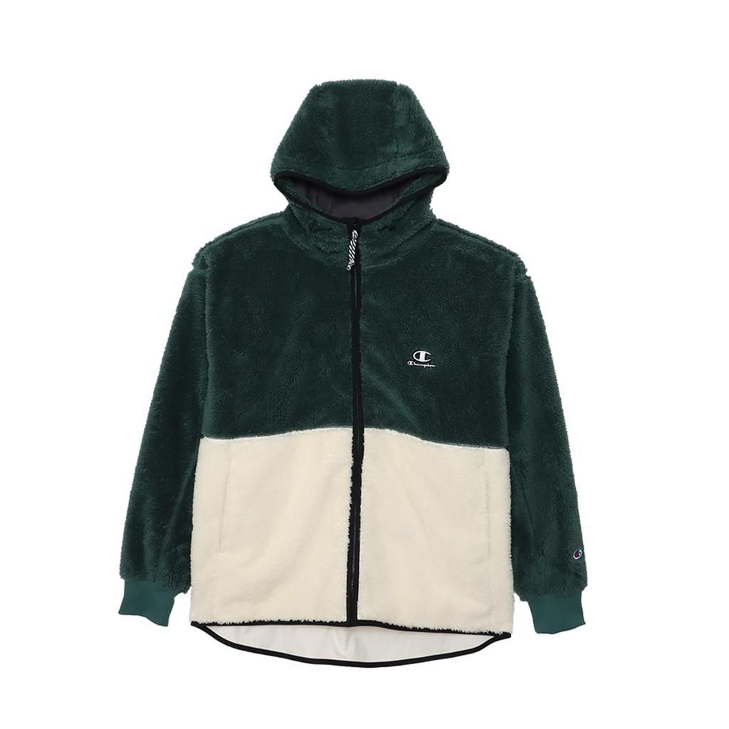 Champion Bonding Boa Long Relax Script Zip Hooded Mid Jacket, Sleeve, Fit, Stretch, Warm, Windproof, Logo, Jacket, Men's, Sports, Green, C3-AS601