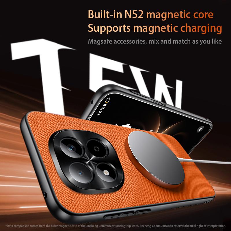 Case For Xiaomi Redmi Note 15 Pro 5G For MagSafe Magnetic Matte Fine Grained Leather Shell Metal Lens Frame Cover Bumper