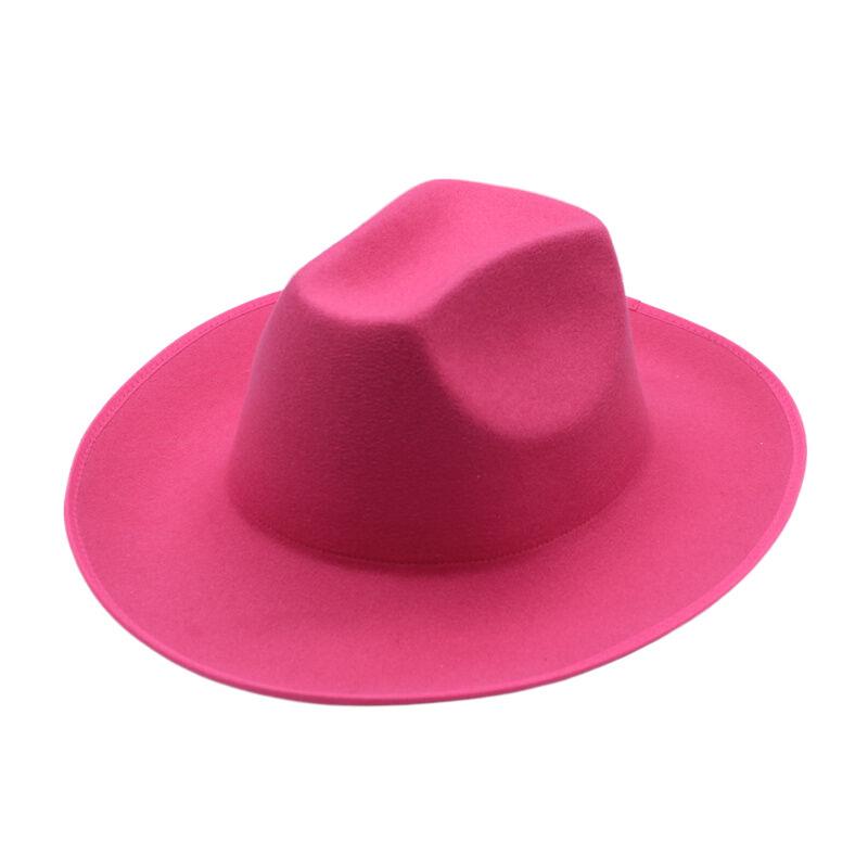 Solid color hemming top hat, woolen western cowboy hat, four-season thermal shade, rolled-brim knight jazz hat