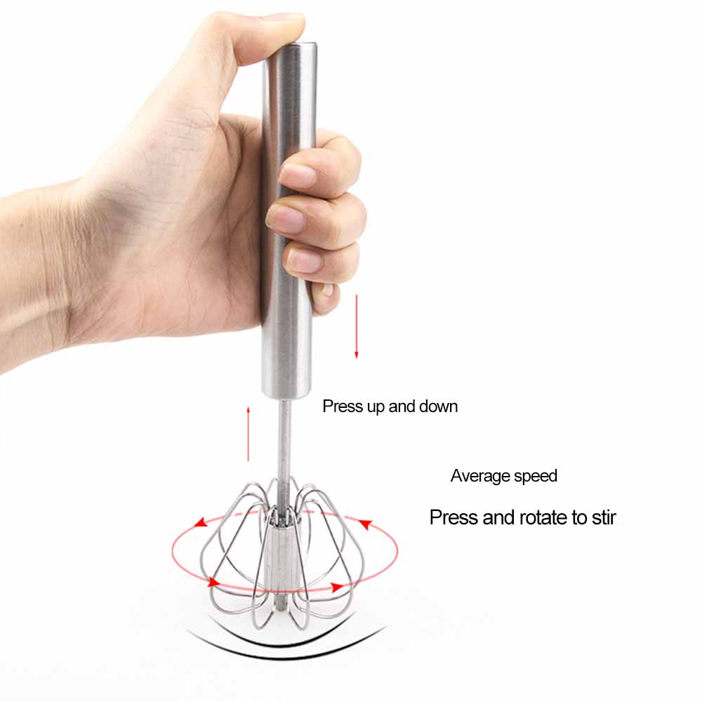 Batător de ouă semi-automat 304 Bate de ouă din oțel inoxidabil 304 Mixer manual de mână Mixer de ouă cu rotire automată Accesorii de bucătărie Instrumente pentru ouă