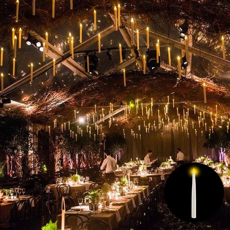 Schwimmkerzen mit Zauberstab Flackerndes Warmes Licht LED Flammenlose Kerze Spitzkerzen für Weihnachten/Hochzeit/Party/Halloween