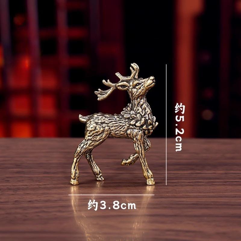 Deer Ornament Deer Statue Miniature Sika Miniature Figurines Solid Brass Tabletop Decoration Deer Sculpture Ornaments