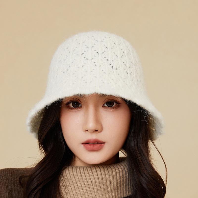 Face Showing Little Fisherman Hat Plush Warm Basin Hat Winter Cold Protection Ear Protection Knitted Wool Hat for Women Trendy