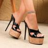 Design Women Platform Slingback Sandals Patent Leather Sexy Stiletto Heel Open Toe Pretty Black High Heel Sandals Plus Size 42