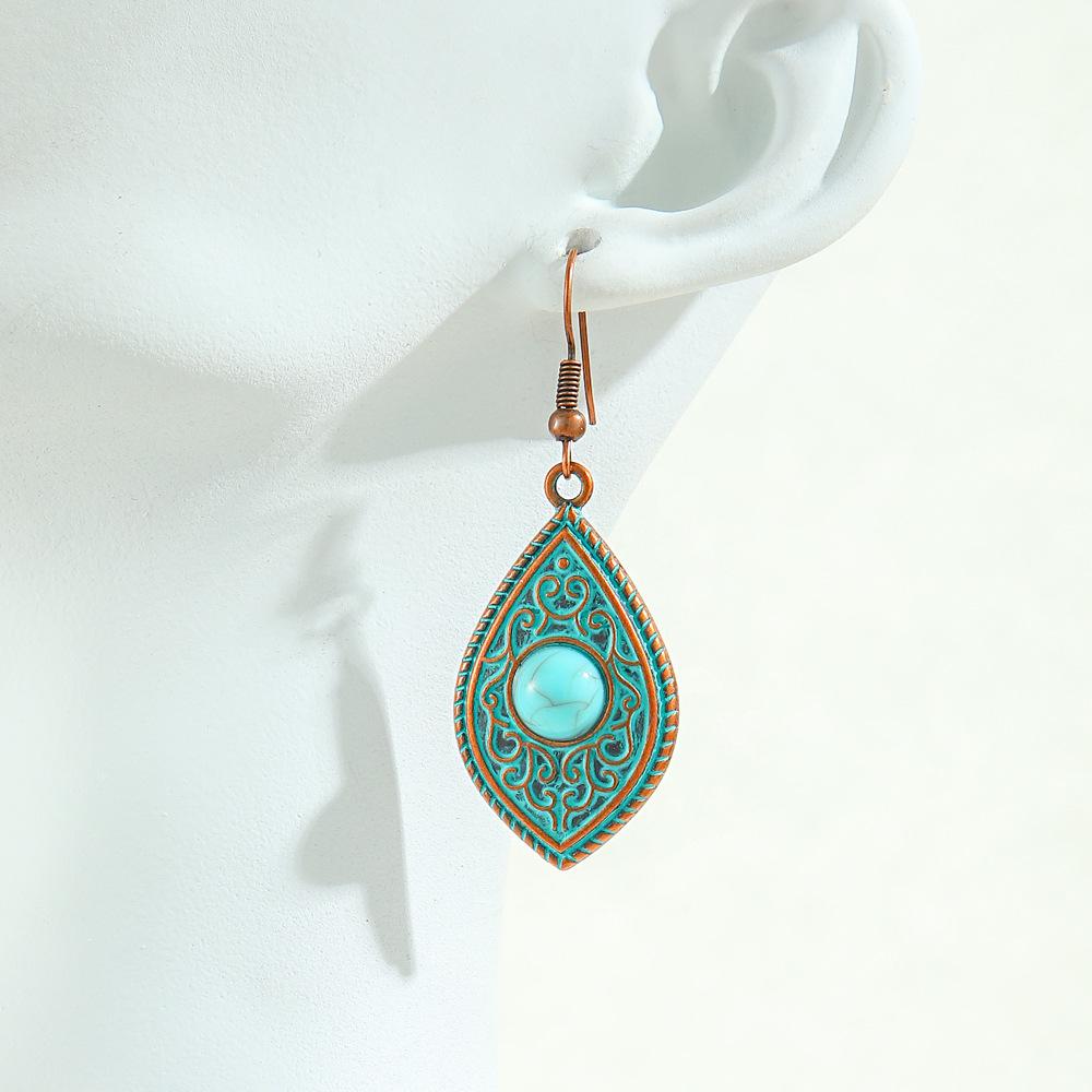 Cercei turcoaz Cercei boemi cu ciucuri, aliaj geometric, stil retro, accesorii urechi lăudăroși