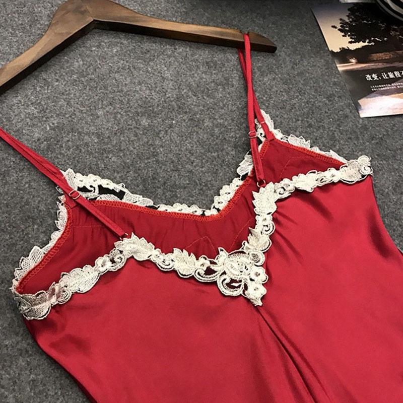 Elegant And Alluring Satin Lace Sleepwear Babydoll Lingerie Nightdress Pajamas Set For Women