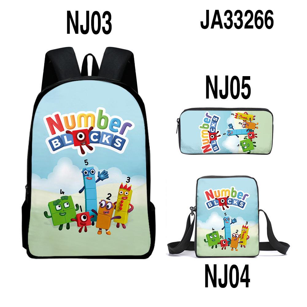 Game Merchandise Digital Building Block Schoolbag Backpack Satchel Pencil Bag Backpack Three-Piece Set