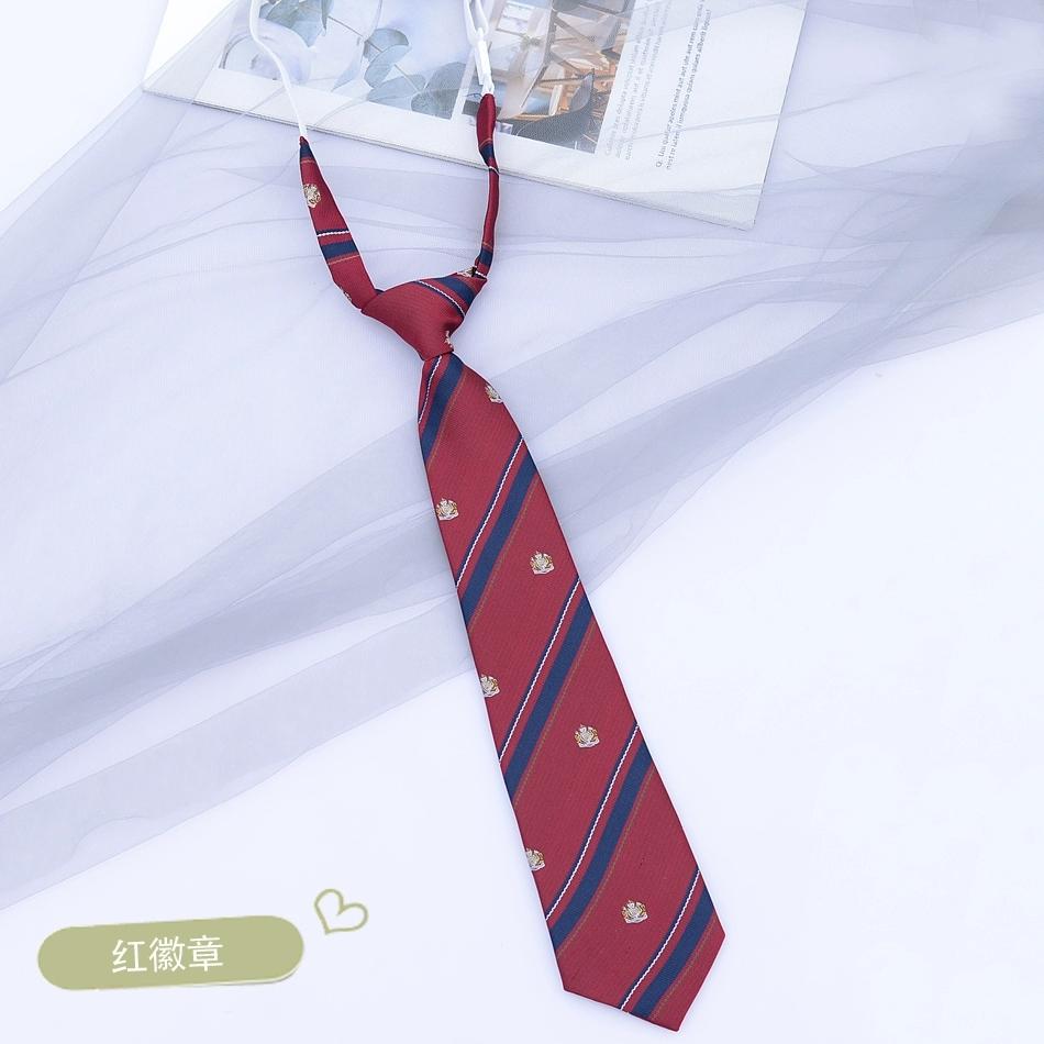 Preppy Chic JK Ties Women Young Girls Striped Necktie Retro Badge Brown Lazy-tie College Student DK Uniform Shirt Dress Cravat