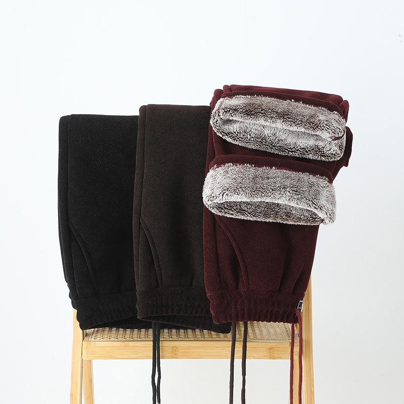 Mom's Stylish Fleece-Lined Winter Pants: Elastic Waist, Straight-Leg, 2025 Style for Mid-Aged and Elderly Women, 50+