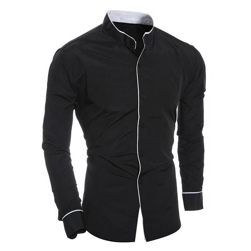 

Men Long Sleeve Shirt Casual Solid Single Breasted Buttons Top Shirts Spring Summer Smart Casual Bussiness Male Shirt XXL чорний
