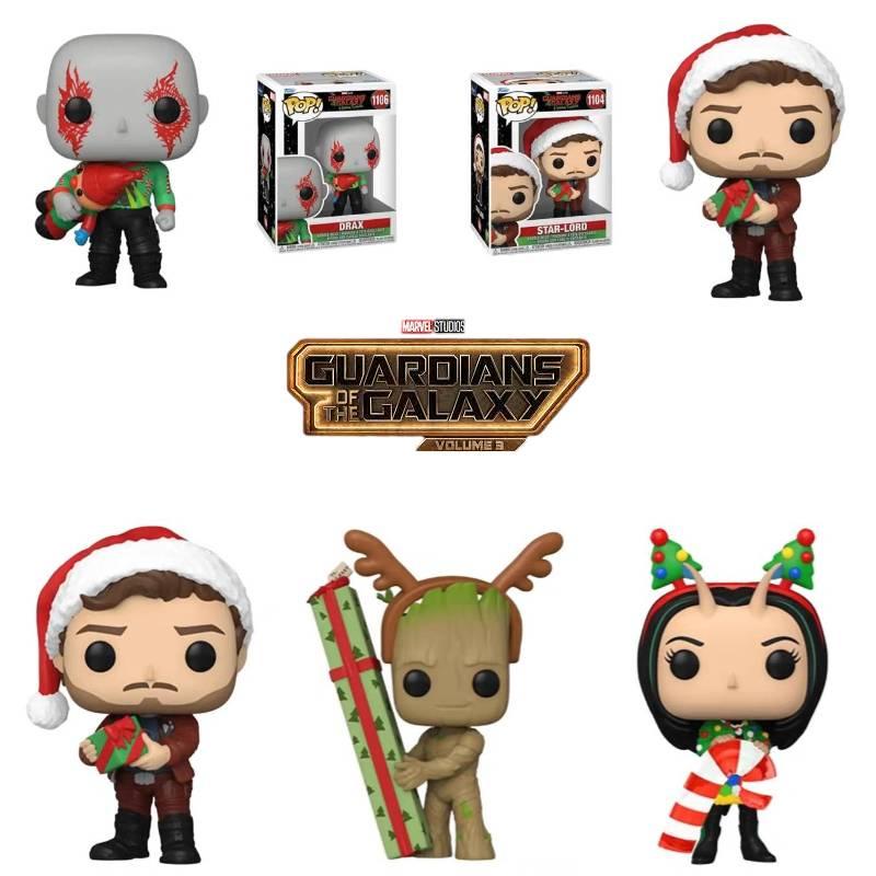Marvel Guardians Of The Galaxy Christmas Edition Funko Pop Figures Star-lord Groot Drax Mantis 10cm Height