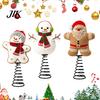 Christmas Gift for Family Wool Felt Tree Topper, Cute Snowman/Santa Claus Treetop Ornament with Holiday Decoration Spring Base, Xmas Home Party Decor