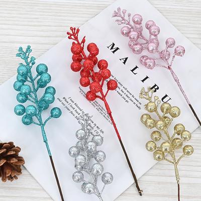 Christmas Decoration 15 Gold, Red And Silver Glitter Simulated Fruit String Fruit, Christmas Tree Wreath Diy Accessories Decoration