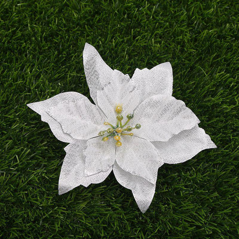 Elegant 10pcs Christmas Large Poinsettia Glitter Flower Arrangement For Trees