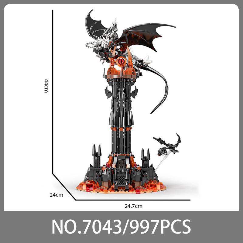 MOC Lord Rings Movie The Fell Beast Magic Tower With Led Lights Magic Fortress Castle Assemble Collection Bricks Model Toys Gift