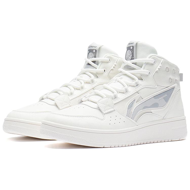 Li Ning Mountain Plain Textile, Synthetic Leather Slip Resistant Abrasion Resistant High top Skateboard Shoes Men's AGCS241-3