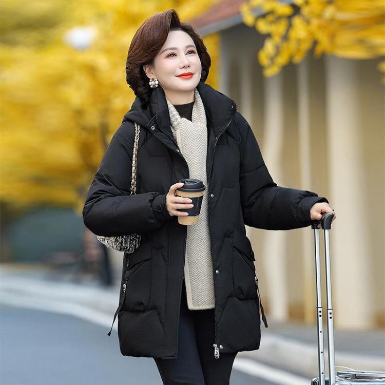 Women Down Jacket Winter Coat Mid Length Thickened Large Size Middle Aged Mother Warm Winter Jacket for Elderly Women